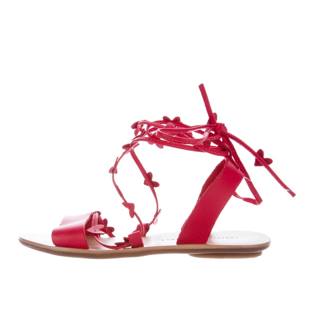 Loeffler Randall heart embellished ankle strap leather sandals size 7.5